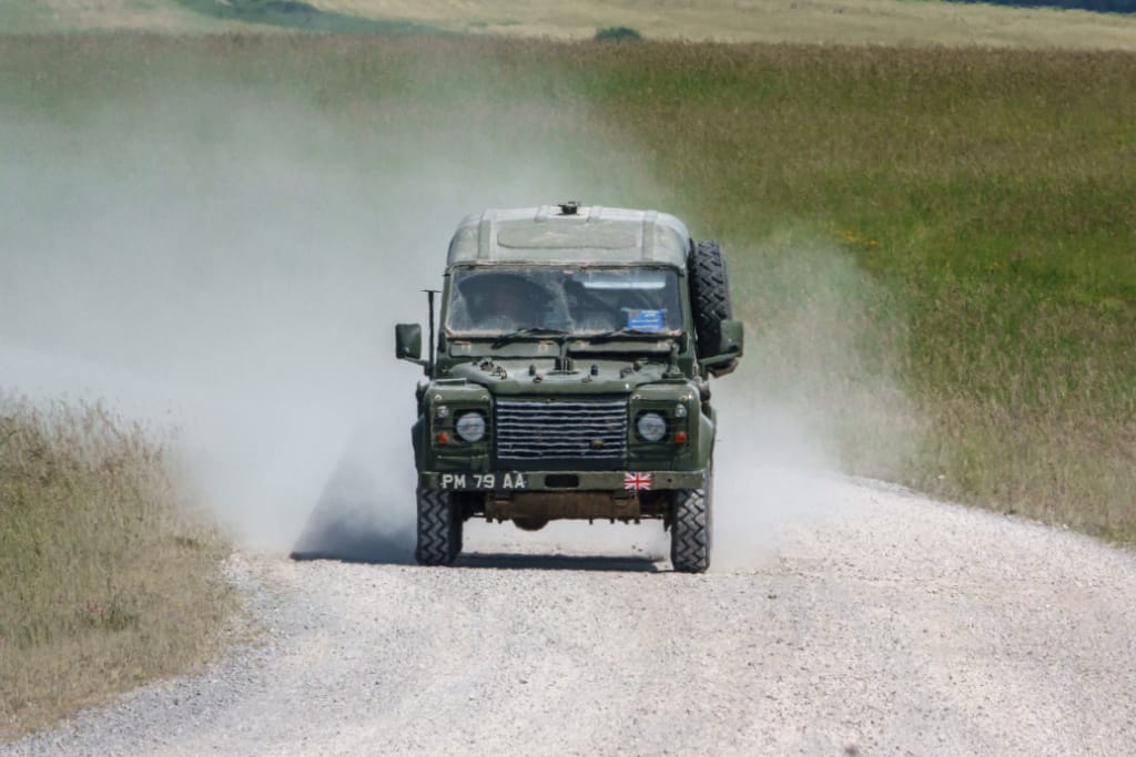 a british army Land Rover Defender Wolf truck utility medium military vehicle