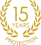 15 years protection wreath logo in gold